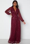 AngelEye Long Sleeve Sequin Dress Burgundy L (UK14)