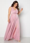 Goddiva Curve Glitter Wrap Front Maxi Dress With Split Pink 54 (UK26)