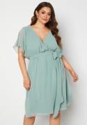 Goddiva Curve Flutter Sleeve Chiffon Midi Dress Sage Green 46 (UK18)