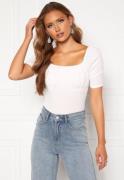 BUBBLEROOM Rushed Square Neck Short Sleeve Top White XS