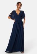 Bubbleroom Occasion Butterfly sleeve chiffon gown Navy 42