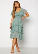 Goddiva Flutter Tiered Midi Dress Sage Green XXL (UK18)