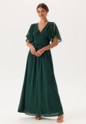 Bubbleroom Occasion Butterfly Sleeve Chiffon Gown Dark green 44