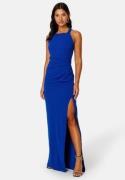 Bubbleroom Occasion Square neck slit maxi  dress Blue M