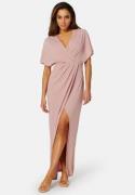 Bubbleroom Occasion Wrap Slit Maxi Dress Dusty pink 40