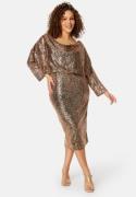 Goddiva Curve Sequin Cowl Neck Midi Dress Champagne 50 (UK22)