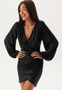 Bubbleroom Occasion Sequin Wrap Dress Black L