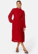 BUBBLEROOM Blanca Midi Lace Dress Red 38
