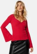 BUBBLEROOM Knitted L/S Slit Top Red XS
