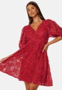 Bubbleroom Occasion 3D Puff Sleeve Dress Dark red L