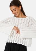 BUBBLEROOM Boat Neck Structure Knitted Sweater Offwhite XL