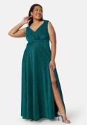 Goddiva Curve Glitter Wrap Front Maxi Dress With Split Emerald 52 (UK2...