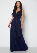 Goddiva Glitter Wrap Maxi Dress Navy S (UK10)