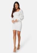 BUBBLEROOM Square Neck Smock Dress Offwhite S