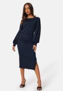 BUBBLEROOM Balloon Sleeve Rib Dress Navy M