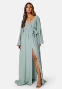 Goddiva Long Sleeve Chiffon Dress Green XXS (UK6)