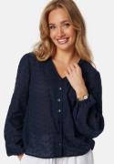 Happy Holly Broderie Anglaise V-Neck Blouse Navy 32/34