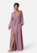 Goddiva Long Sleeve Chiffon Dress Purple/Pink S (UK10)