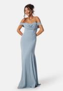 Goddiva Chiffon Off Shoulder Maxi Dress Light blue M (UK12)