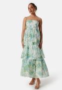 FOREVER NEW Shauna Scallop Trim Midi Dress Green/Floral 36