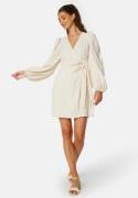 BUBBLEROOM Balloon Sleeve Structured Wrap Dress Cream XL