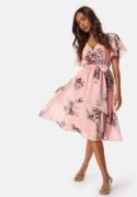 Goddiva Flutter Floral Midi Dress Peach XL (UK16)