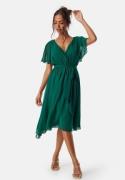 Goddiva Flutter Chiffon Midi Dress Green S (UK10)