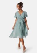 Goddiva Flutter Chiffon Midi Dress Dusty green XXS (UK6)