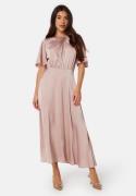 Bubbleroom Occasion Butterfly Sleeve Satin Midi Dress Light nougat 44