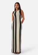 BUBBLEROOM Striped Sleeveless Knitted Dress Cream/Black XS