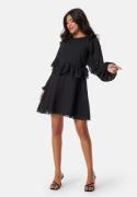 BUBBLEROOM Round Neck Short Frill Dress Black 42