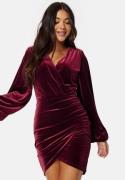 Bubbleroom Occasion Velvet Wrap Dress Dark red XL