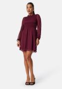 BUBBLEROOM Smock L/S Dress  Wine-red XL