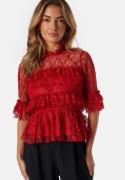 BUBBLEROOM Frill Lace Blouse Red 36