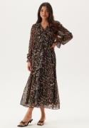 BUBBLEROOM Flounce Midi Dress Leopard XS