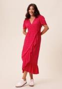 Happy Holly Evie Puff Sleeve Midi Wrap Dress Red/Dotted 36/38