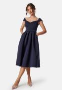 Goddiva Sweetheart Bardot Midi Dress Navy XL (UK16)