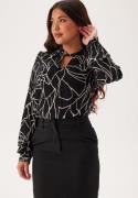 VILA Vipaya Siv O-neck L/S TWIST TO Black Beauty Print:tri 36