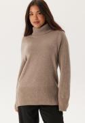 GANT Herringbone Detail Rollneck Warm Grey L