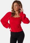 BUBBLEROOM Square Neck Smock Top Red L