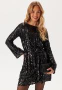 VERO MODA Vmefa Ls Short Dress Black Detail:black Sequins XL