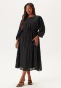 Happy Holly Balloon Sleeve Structured Midi Dress Black 52/54