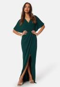 Bubbleroom Occasion Wrap Slit Maxi Dress Dark green 4XL