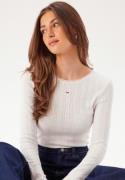 TOMMY JEANS Tjw Slim Pointelle Rib Tee Ls YBL Ecru XS