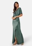 Bubbleroom Occasion Wrap Satin Gown Green 40