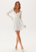 Bubbleroom Occasion 3D Flower L/S Lace Dress White 38