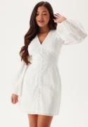 Bubbleroom Occasion Broderie Anglaise Balloon Sleeve Dress White XL