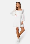 Bubbleroom Occasion Square Neck L/S Chiffon Dress White 36