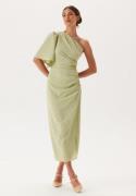 Bubbleroom Occasion Ruched One Shoulder Midi Dress Light green 44