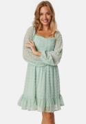 BUBBLEROOM Dobby Dot Ruched  Dress Light green S